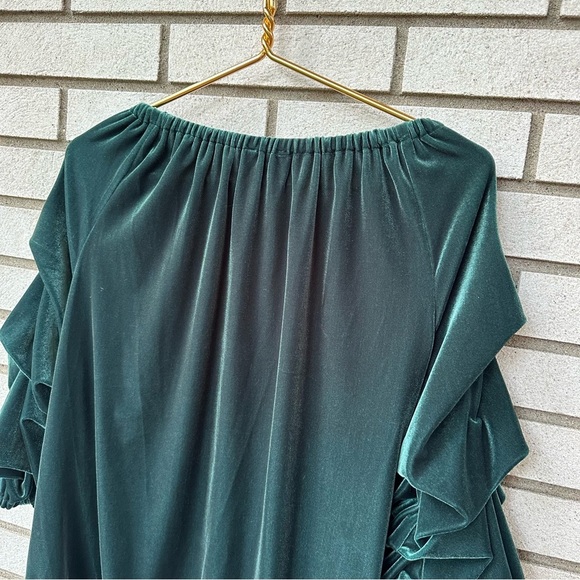 MSK 1X Emerald Velvet Off Shoulder Lantern Sleeve Top Holiday Glam Romantic - Picture 7 of 11